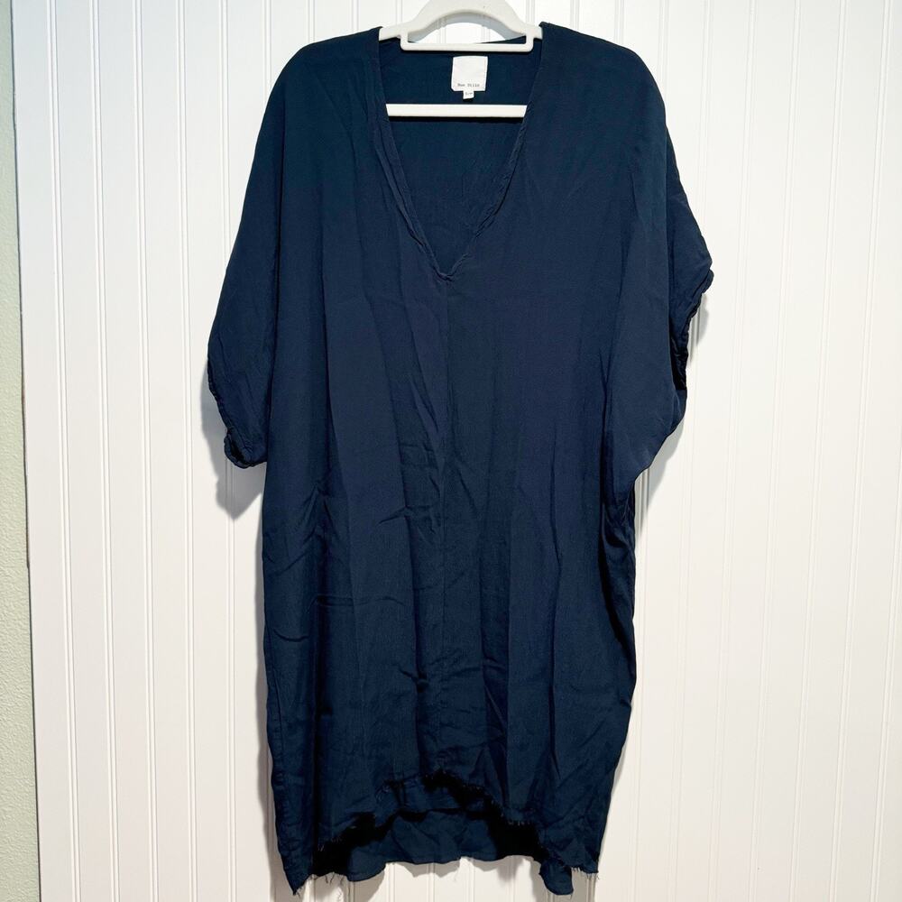 Rue Stiic Dress Navy Blue V Neck Lagenlook Size Medium